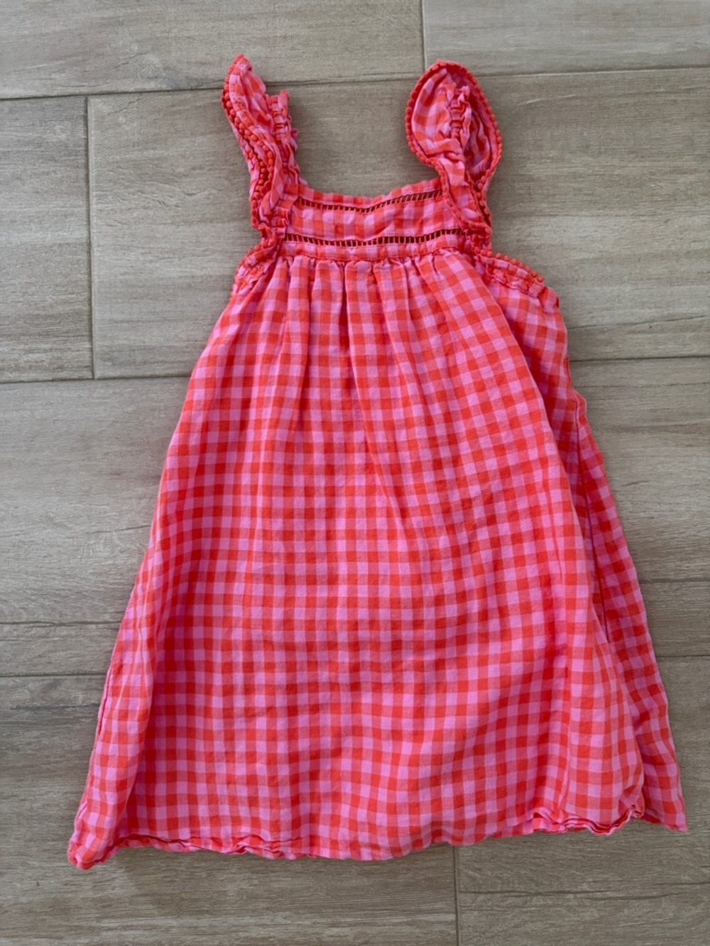 Crewcuts Pink & Coral Gingham Sundress with Ruffle Straps